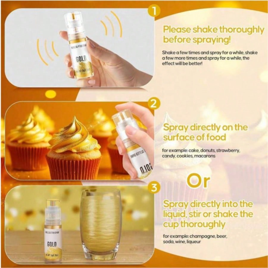 Spray de paillettes - 10g de p - Gold Foil Flakes avis et prix
